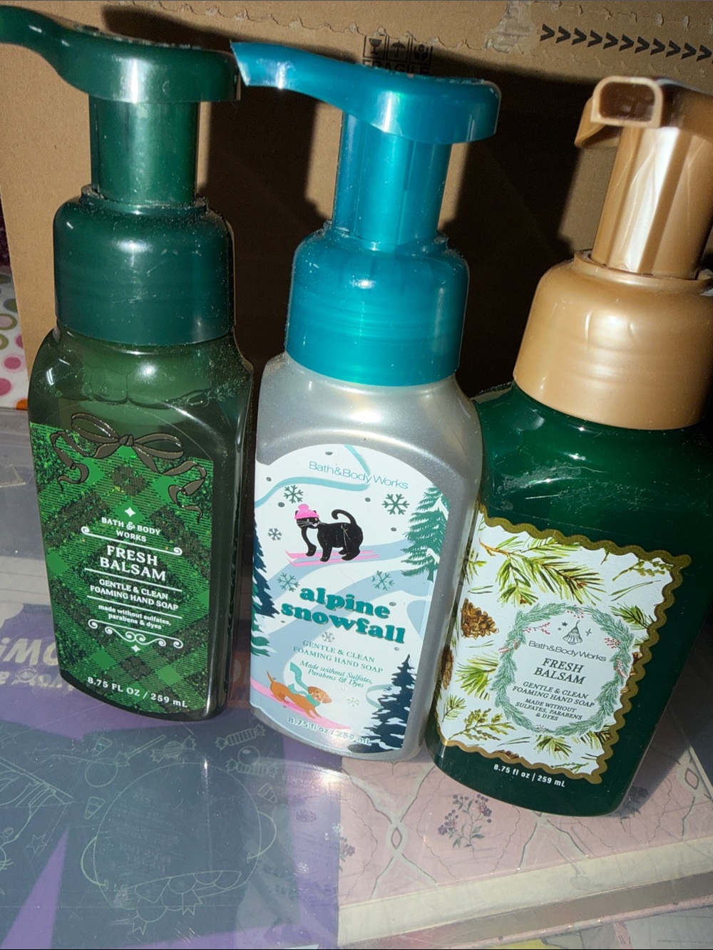 3 Bath & Body Works Alpine Snowfall, 2 Fresh Balsam-Different Bottles. ALL NEW!